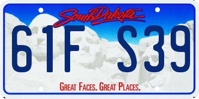 SD license plate 61FS39