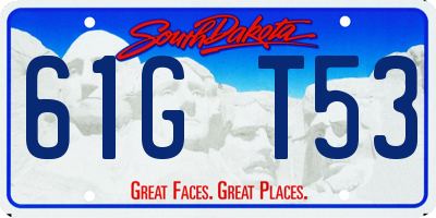 SD license plate 61GT53