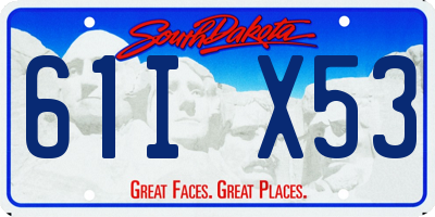 SD license plate 61IX53
