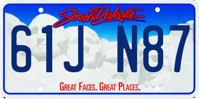 SD license plate 61JN87
