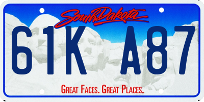 SD license plate 61KA87