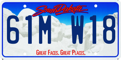 SD license plate 61MW18