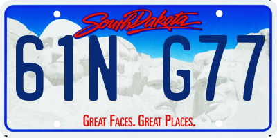 SD license plate 61NG77