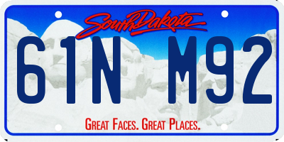 SD license plate 61NM92