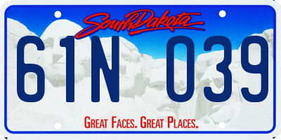 SD license plate 61NO39