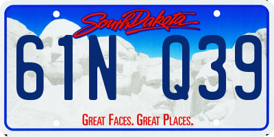 SD license plate 61NQ39