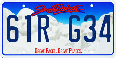 SD license plate 61RG34