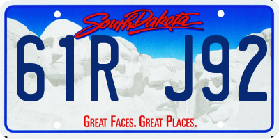 SD license plate 61RJ92