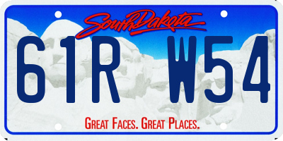 SD license plate 61RW54