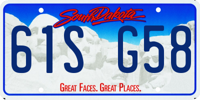 SD license plate 61SG58