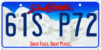 SD license plate 61SP72