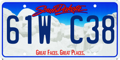 SD license plate 61WC38