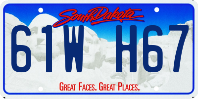 SD license plate 61WH67