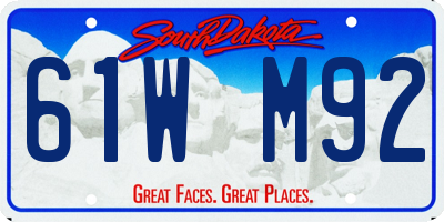 SD license plate 61WM92