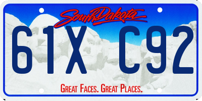 SD license plate 61XC92