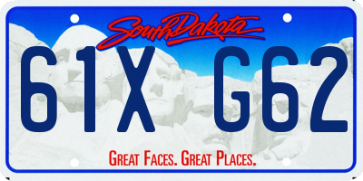 SD license plate 61XG62