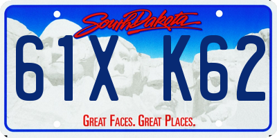 SD license plate 61XK62