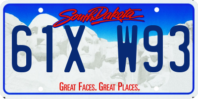SD license plate 61XW93