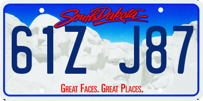 SD license plate 61ZJ87