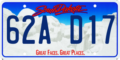 SD license plate 62AD17