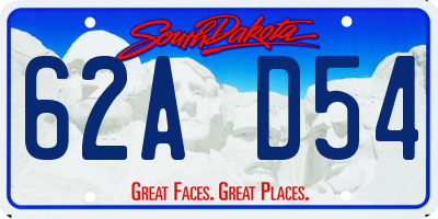 SD license plate 62AD54