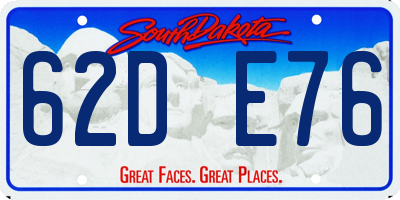 SD license plate 62DE76
