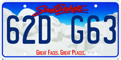 SD license plate 62DG63
