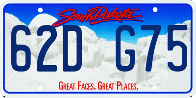 SD license plate 62DG75