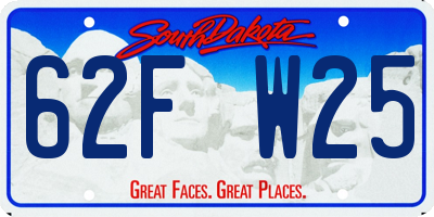 SD license plate 62FW25