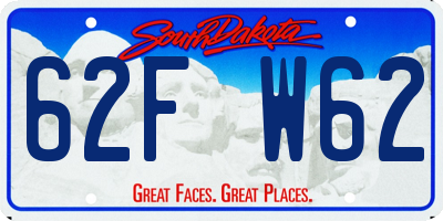 SD license plate 62FW62