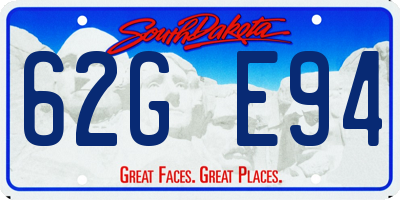 SD license plate 62GE94