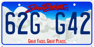 SD license plate 62GG42