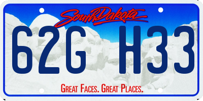 SD license plate 62GH33