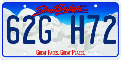 SD license plate 62GH72