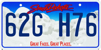 SD license plate 62GH76