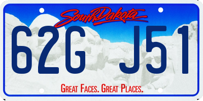 SD license plate 62GJ51