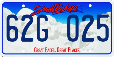SD license plate 62GO25