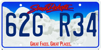 SD license plate 62GR34