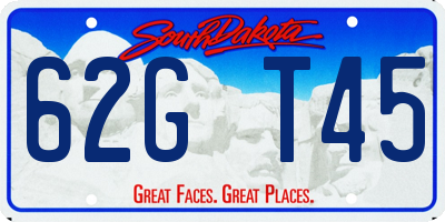 SD license plate 62GT45