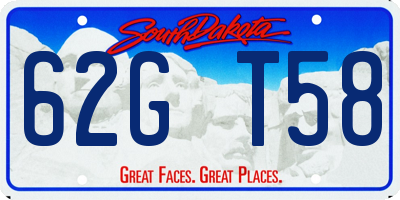 SD license plate 62GT58