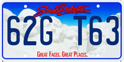 SD license plate 62GT63