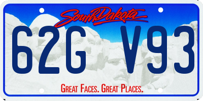 SD license plate 62GV93