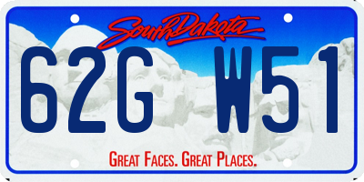 SD license plate 62GW51