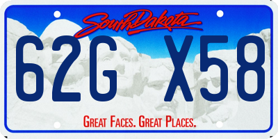 SD license plate 62GX58