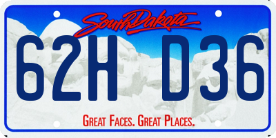 SD license plate 62HD36
