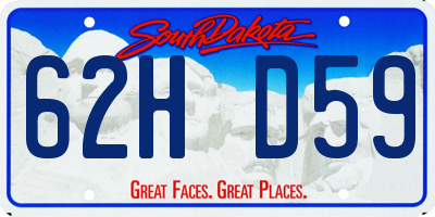SD license plate 62HD59