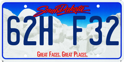 SD license plate 62HF32
