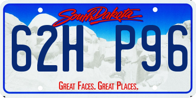 SD license plate 62HP96