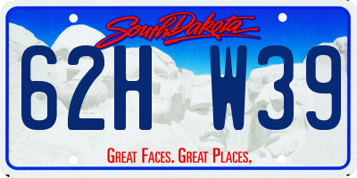 SD license plate 62HW39