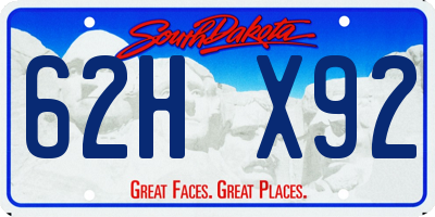 SD license plate 62HX92